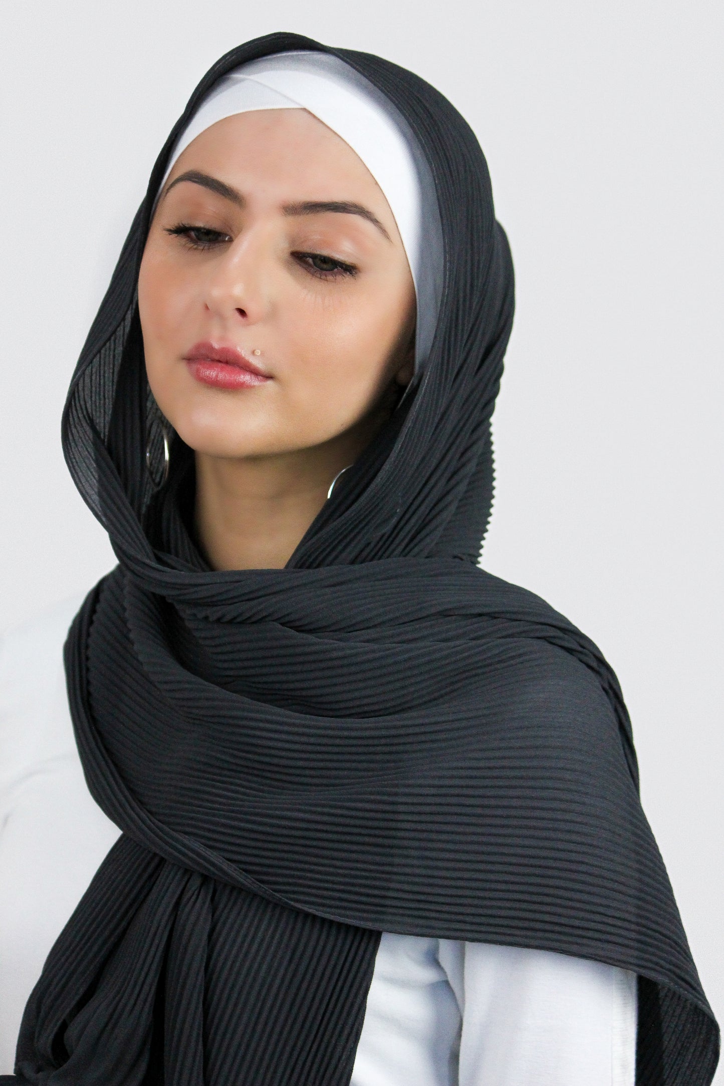 Pleated Chiffon Shawl - Deep Grey