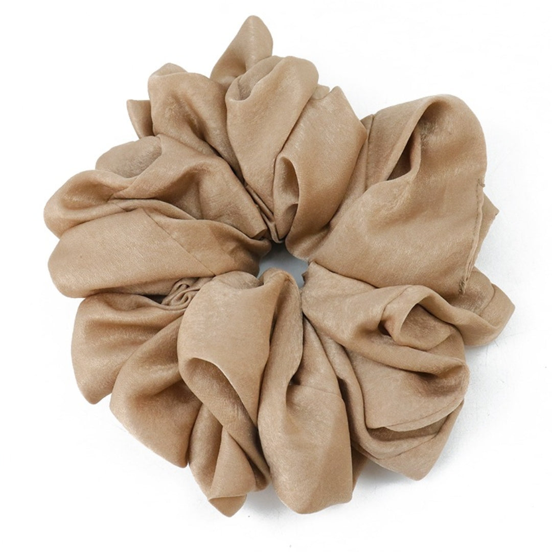 Satin Velvet Volumising Scrunchie - Mocha
