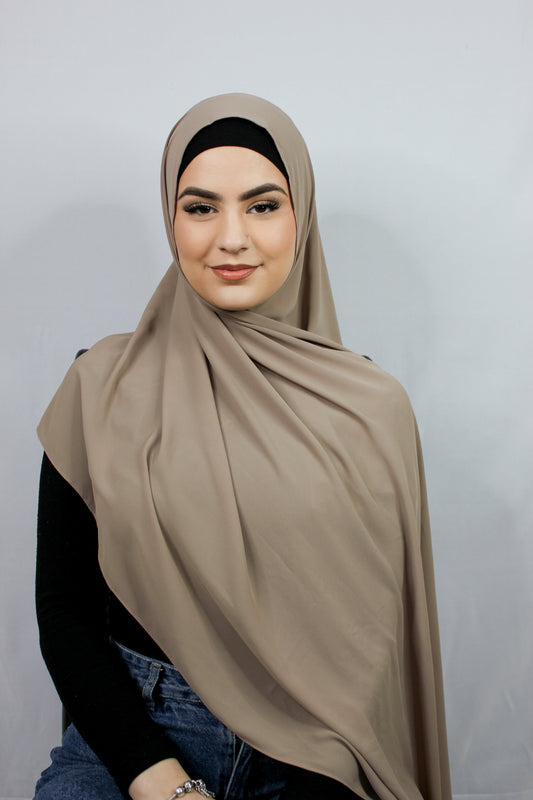 Luxe Chiffon Hijab Set - Taupe