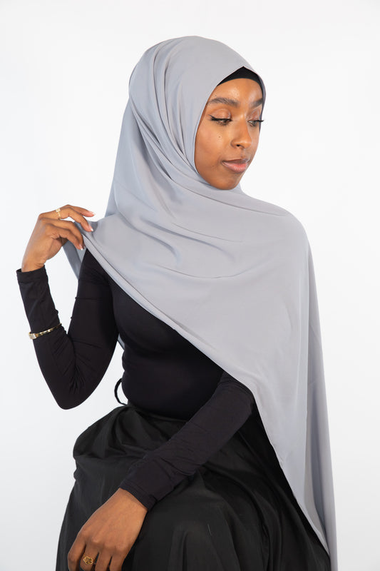 Luxe Chiffon Hijab Set - Blue Grey