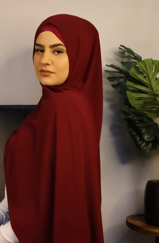 Luxe Chiffon Hijab Set - Ruby