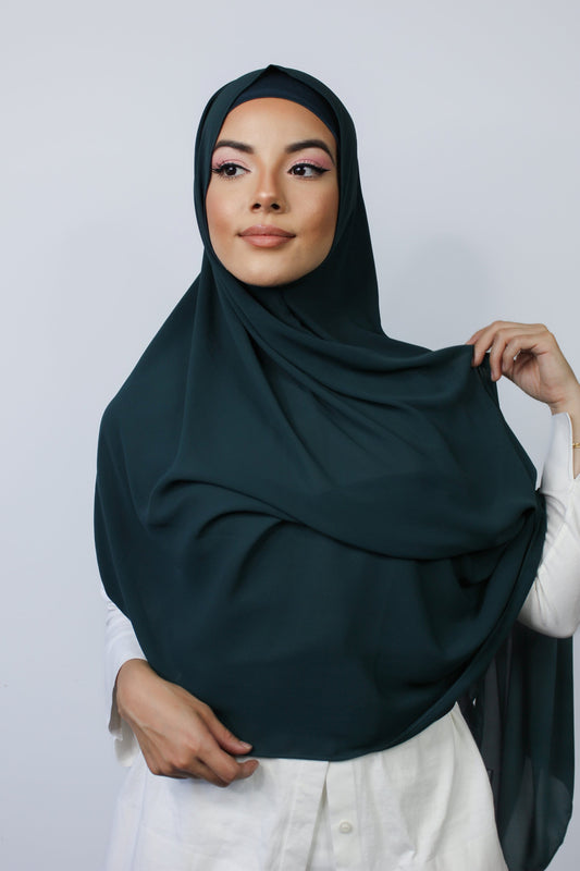 Luxe Chiffon Hijab Set - Teal