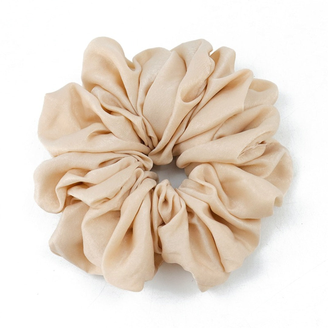 Satin Velvet Volumising Scrunchie - Nude